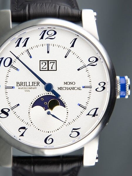 Brillier 43mm Klassique Mono (single hand) Automatic Watch with Moonphase, Big Date #BR-04