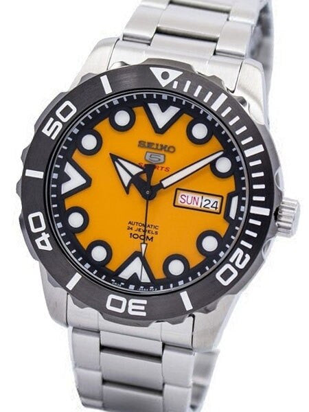 Seiko 5 Sports Orange Dial Diver with new 24-Jewel Automatic Movement #SRPA05