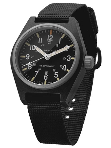 Marathon Swiss Made Quartz Military General Purpose Watch with MaraGlo Green Illumination #WW194009-BK