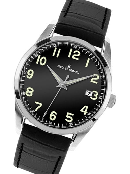 Jacques Lemans 39mm Liverpool Quartz Dress Watch with a Black Dial #1-1769A