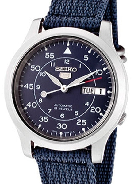 セイコ　5 SNK807K2 Seiko 5 Military Blue Dial Automatic Watch with Blue Canvas Strap