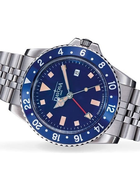 Davosa Vintage-Styled 100-Meter GMT Dual Time Watch with Bracelet #16350040