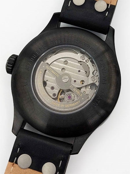 Laco Bielefeld Type B Dial Miyota Automatic Watch, Black Ion Case #861760