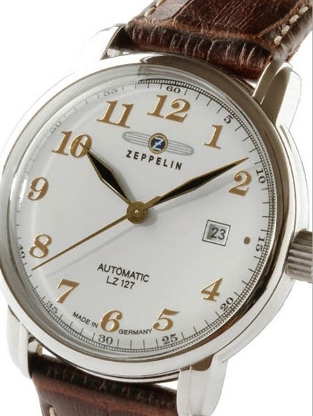 Scratch and Dent - Graf Zeppelin Automatic, Date Watch with Gold Tone Applied Numbers #7656-1 1