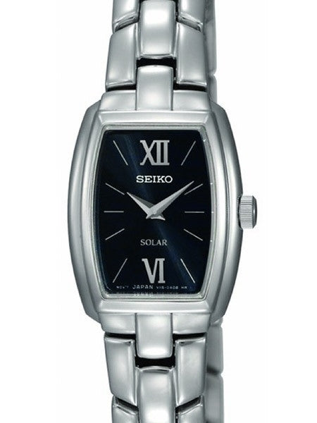 Seiko Women's Solar Powered Dress Watch with Black Dial, Silver Hands and Markers #SUP069