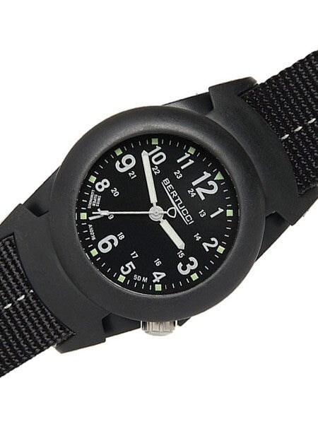 Bertucci DX3?« PRO-GUARD?äó Resin Watch, Dash-Striped Nylon Strap, Black Dial - 11068