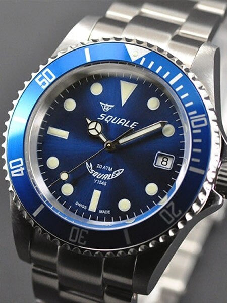 Squale 200 meter Blueray Swiss Automatic Dive watch with Domed Sapphire Crystal #1545-BR