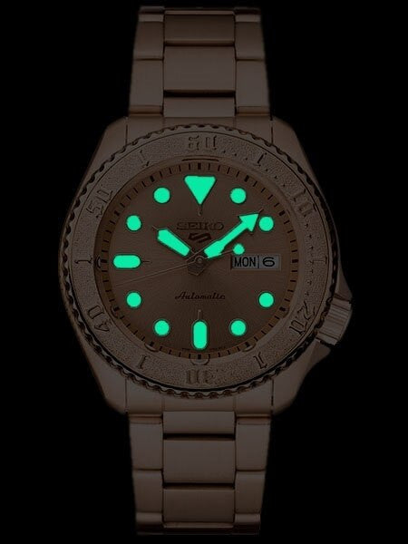 Seiko 5 Sports 24-Jewel Automatic Watch with Rose Goldtone Case, Dial, Bracelet #SRPE72
