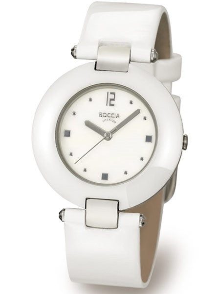 Boccia Ladies Quartz Watch with Titanium and White Ceramic Case #3190-01