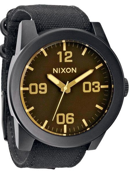 Nixon Corporal Quartz Watch with Black PVD Case and Orange Tinted Crystal #A243-1354