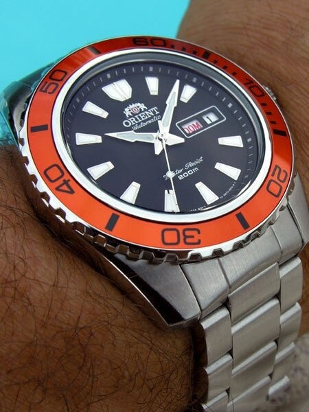 Orient Mako XL 21-Jewel Automatic Dive Watch with Orange Bezel