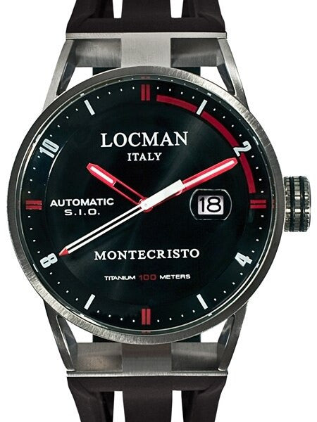 Locman Montecristo 100 Meter Automatic Watch with 44mm Stainless Steel and Titanium Case #511BKRDBK