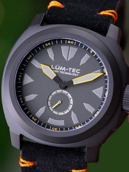 Lum-Tec Phantom 44mm Watch with Titanium Carbide Black PVD Case, AR Sapphire Crystal #M86