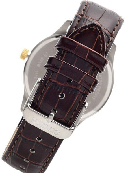 Citizen Quartz Dress Watch with White-Silver Dial and Leather Strap #BI1054-04A
