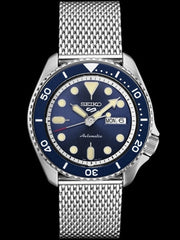 Seiko 5 Sports 24-Jewel Automatic Watch with Blue Dial and Mesh Bracelet #SRPD71