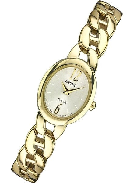 Seiko Ladies Solar Dress Watch with Goldtone Hands and Markers #SUP338