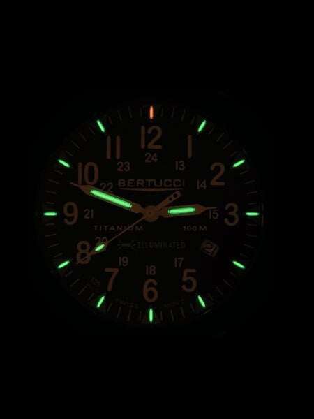 Bertucci A-4T Vintage 44 Titanium Watch w/ Tritium Tube Lights #13409