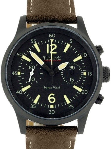 Techne Black PVD SparrowHawk Hand Wind Pilot Chronograph with 30-minute Stopwatch #373.161