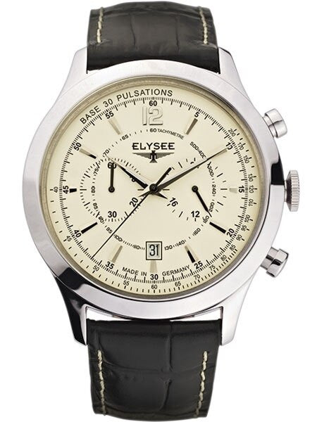 Elysee 43mm Artos Quartz Chronograph Watch with 60-minute Stopwatch #18003