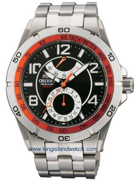 Planet Orient Orange 21-Jewel Automatic Power Reserve on a Bracelet #CFM00002B