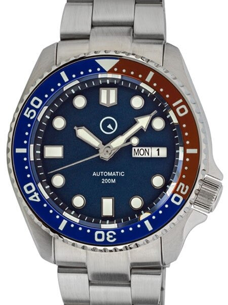 Islander Automatic Dive Watch with Solid-Link Bracelet, AR Sapphire Crystal, and Luminous Ceramic Bezel Insert #ISL-03