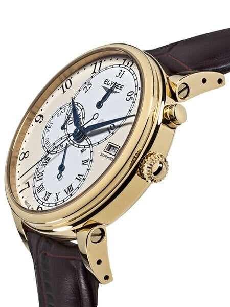 Elysee 42mm Daidalos Quartz Dress Watch with Calendar and 24-Hr Sub-Dial #80515