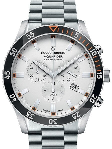 Claude Bernard Aquarider Silver Dial Chronograph Dive Watch #10223-3NOM-AO