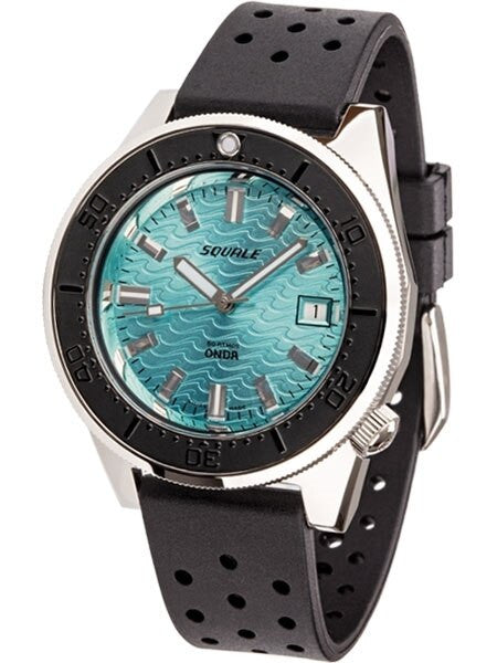 Squale 500 Meter Swiss Made Automatic Dive Watch with Turquoise Wave Dial  #1521-Onda-T