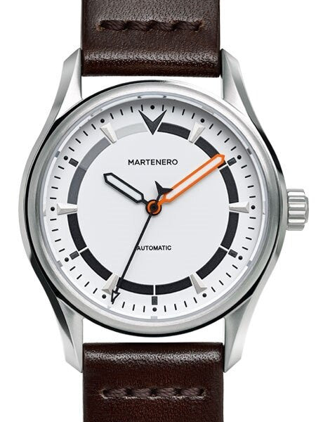 Martenero Founder Automatic Sport Watch with White Dial, Sapphire Crystal #FDR005