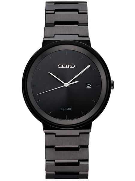 Seiko Sleek Solar Watch with 40mm Black Ion Stainless Steel Case #SNE481