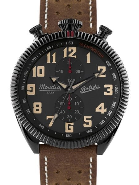 Mondia Vintage-Style Quartz Chronograph Watch, 24-Hour Sub-Dial #MI782BK-01BK-CP