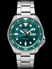 Seiko 5 Sports 24-Jewel Automatic Watch with Green Dial and SS Bracelet #SRPD61