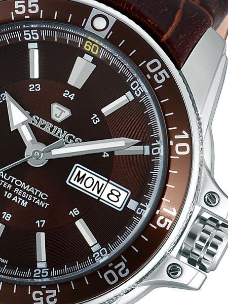 J. Springs Automatic 21-Jewel Sport Watch with Day and Date, Brown Dial #BEB098