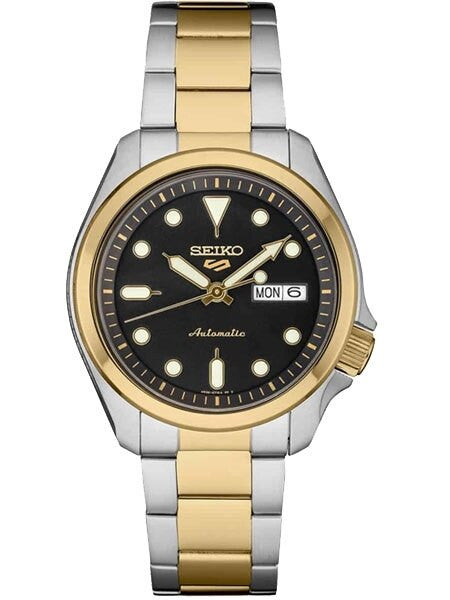 Seiko 5 Sports 24-Jewel Automatic Watch with Black Dial and Two-Tone Bracelet #SRPE60