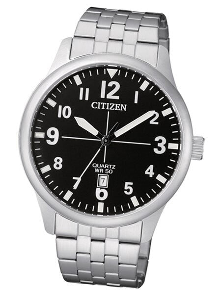 Citizen Black Dial Quartz Watch with Stainless Steel Bracelet #BI1050-81F