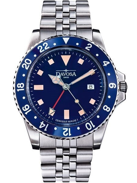 Davosa Vintage-Styled 100-Meter GMT Dual Time Watch with Bracelet #16350040