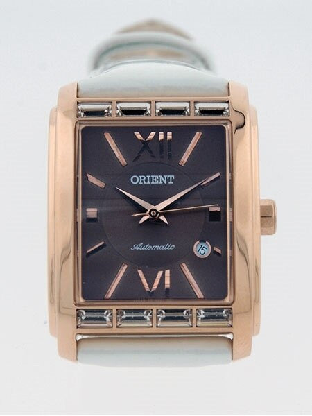 Orient Romance Women's Automatic Dress Watch with Curved Crystal and CZ Baguettes on the Bezel #ENRAP003T