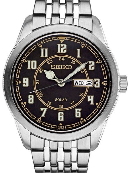 Seiko Recraft Solar Watch with 43mm Stainless Steel Case, Bracelet #SNE445