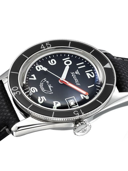 Squale 300 Meter Swiss Made Automatic Dive Watch with Black Dial  #SUB-39MON Crown view