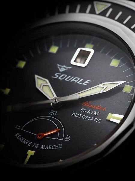 Squale Master Professional Swiss Automatic Dive watch with Power Reserve Indicator #MSTR-Black