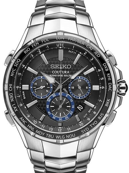 Seiko Coutura Radio Sync, Solar Powered, Chronograph, World Time Watch with Sapphire Crystal #SSG009