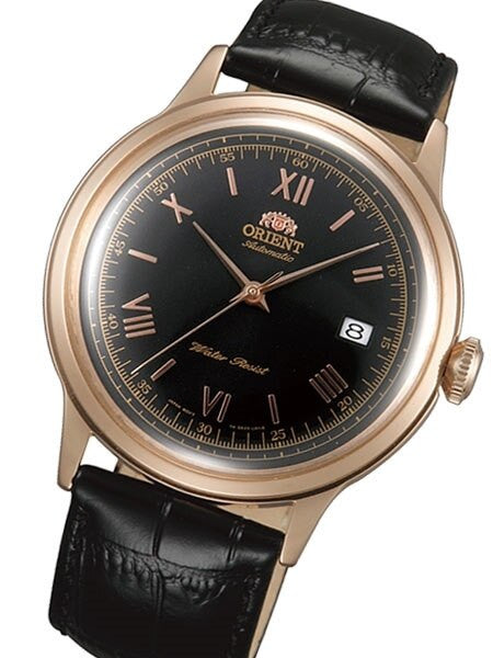 Scratch and Dent - Orient Rose Goldtone Bambino Automatic Dress Watch with Black Dial, Roman Numerals #ER24008B