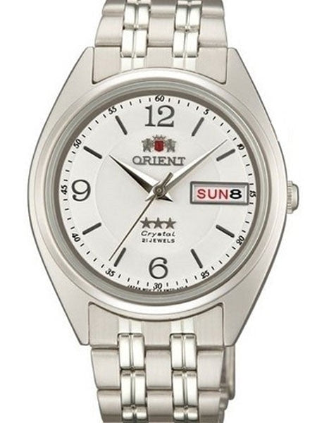 Orient Automatic Watch with White Dial, Day-Date and SS Bracelet #AB0000EW