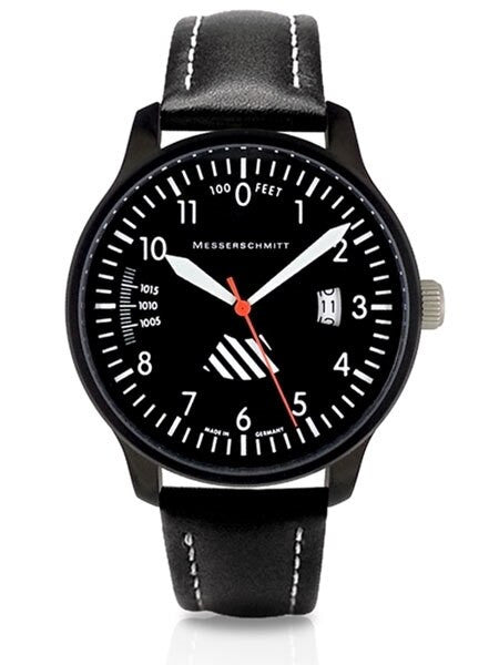 Messerschmitt Fliegeruhr Watch with Aviator Leather Strap #ME-42ALTI-L