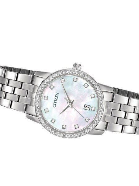 Citizen Ladies Dress Watch with Swarovski Crystals, Mother of Pearl Dial #EU6030-56D