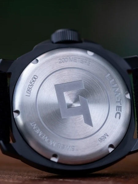 Lum-Tec Phantom 44mm Watch with Titanium Carbide Black PVD Case, AR Sapphire Crystal #M86