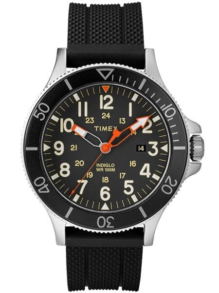 Timex 43mm Allied Coastline Quartz Watch with Black Dial and INDIGLO Night-Light #TW2R60600VQ