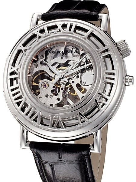 Rougois Open Skeleton Mechanical Watch with Unique Pop-Open Outer Ring #RS094