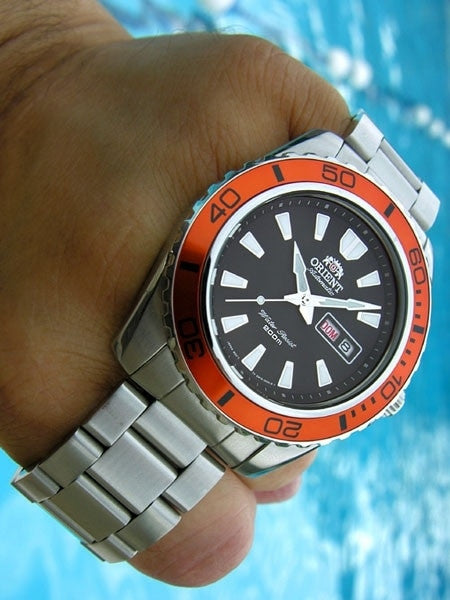 Orient Mako XL 21-Jewel Automatic Dive Watch with Orange Bezel