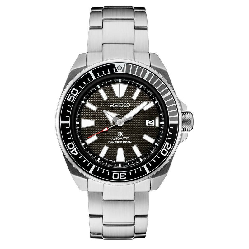 Seiko Samurai Prospex Automatic Dive Watch with Black Dial and Stainless Steel Bracelet #SRPF03